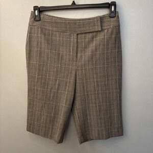 Vintage Pantology Women's Beige Plaid‎ Bermuda Casual Shorts Careerwear Sz 8 Y2K
